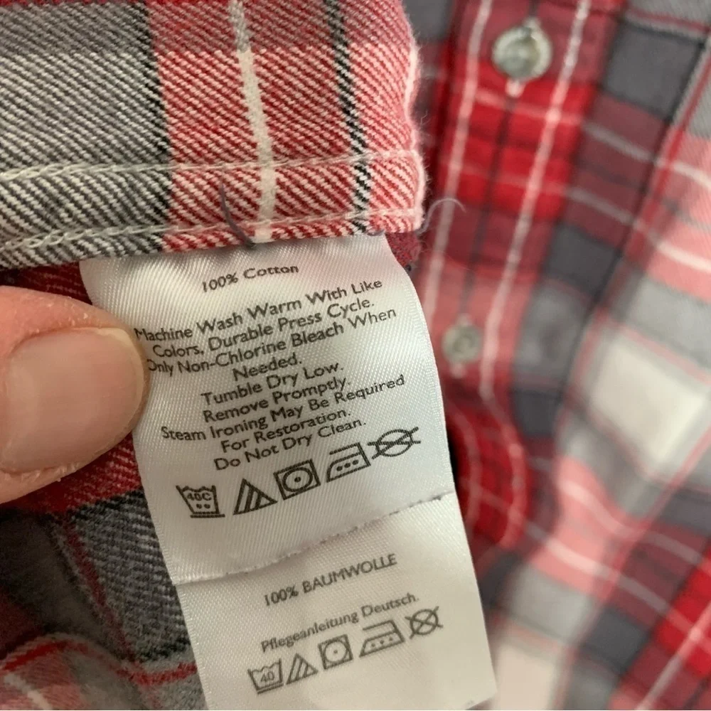 Eddie Bauer Mens XLarge Flannel Shirt Plaid Relaxed Fit Long Sleeve Red Grat